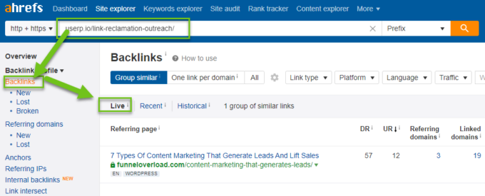 link building tips using backlinks from Ahrefs