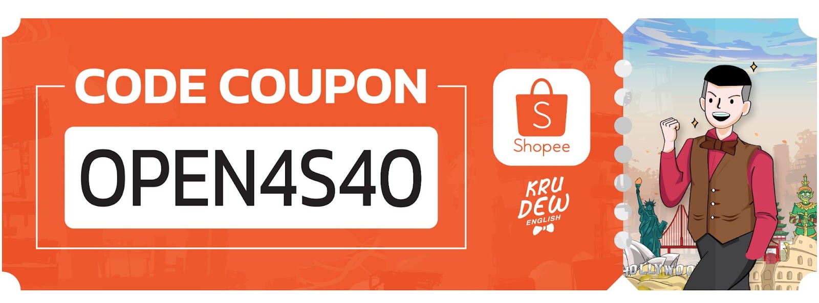 a printed orange code coupon with a Shopee logo