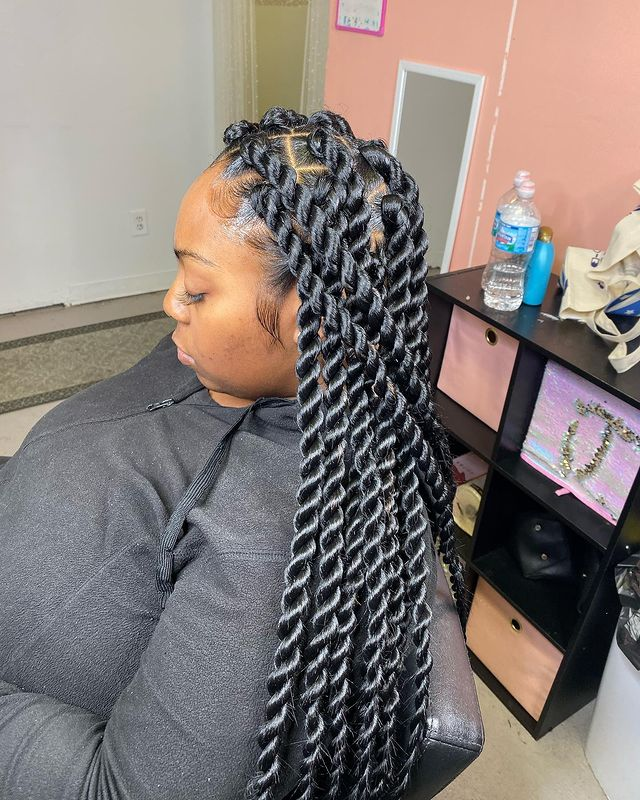 6. Thick Black Two-Strand Twists