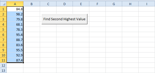 Find Second Highest Value in Excel VBA