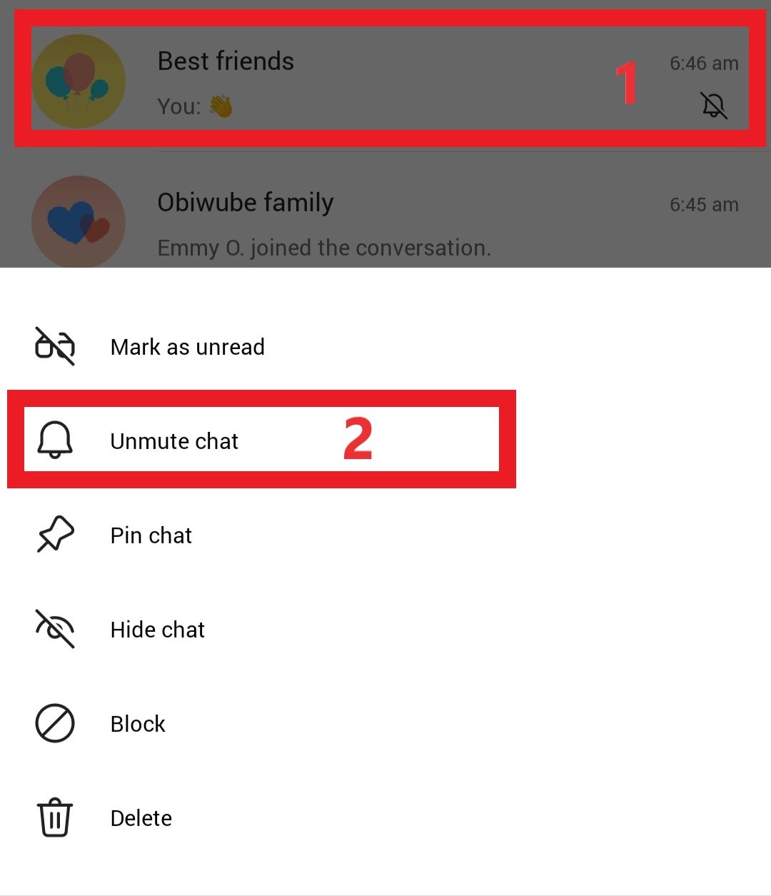 Unmute chats in Microsoft Teams