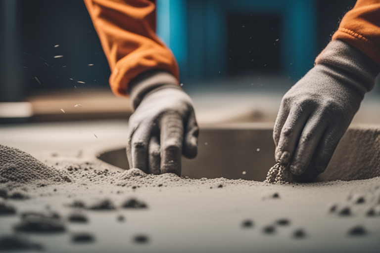 Image of a person pouring concrete into a prepared area