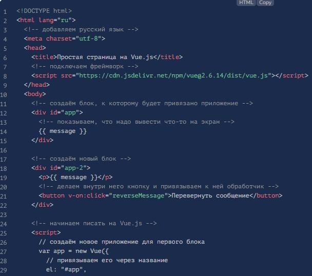 Vue JavaScript: описание и особенности