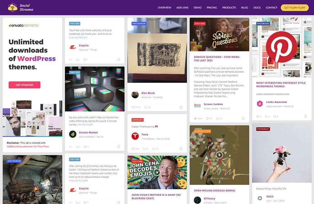 Flow Flow Social Stream: Melhores plugins de mídia social para WordPress