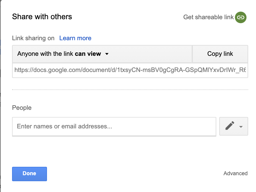 Share Google Doc Link with others