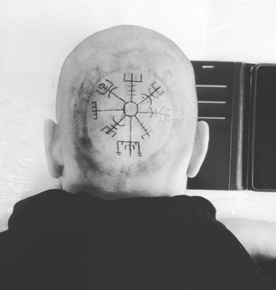 Head Skull Vegvisir Tattoo