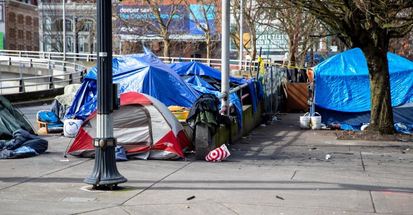 A homeless camp in Portland