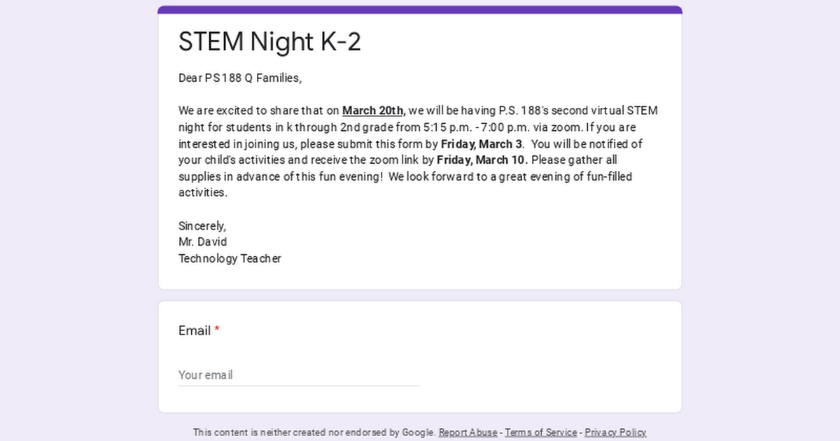 STEM Night K-2