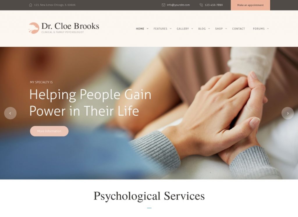 Cloe Brooks |  Psicología, asesoramiento y tema de WordPress médico + RTL