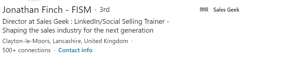 An example of one of the best LinkedIn headlines for sales. 