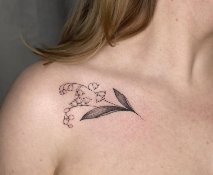 Collar Bone Lily Of The Valley Tattoo