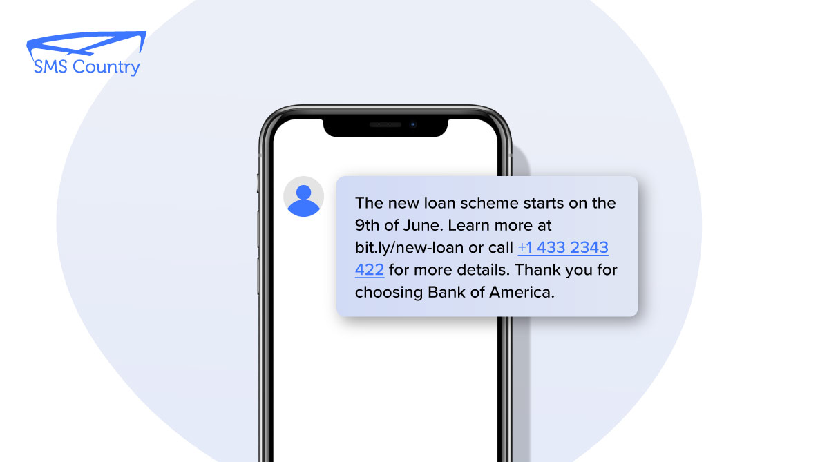 Financial services SMS templates promoting Bank of America's loan services