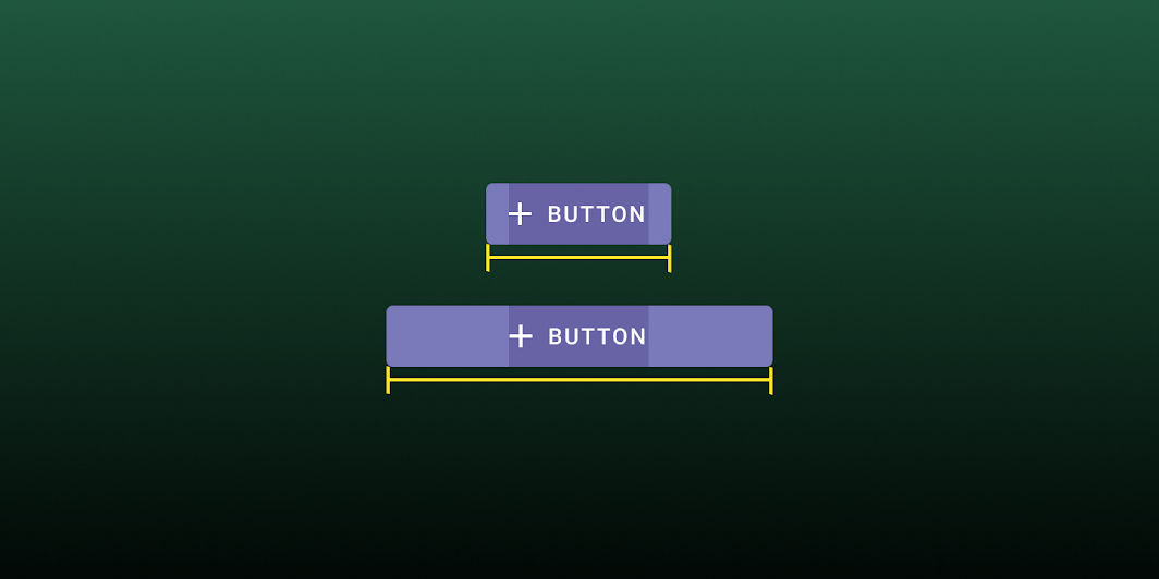 최소 및 최대 너비일 때의 버튼을 나타내는 다이어그램