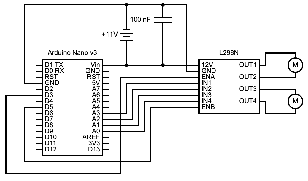 DC motor connections circuit diagram