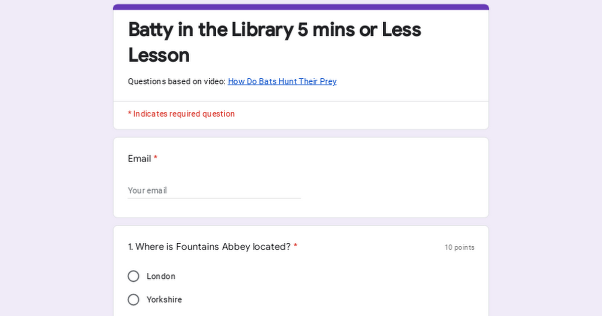 Batty in the Library 5 mins or Less Lesson
