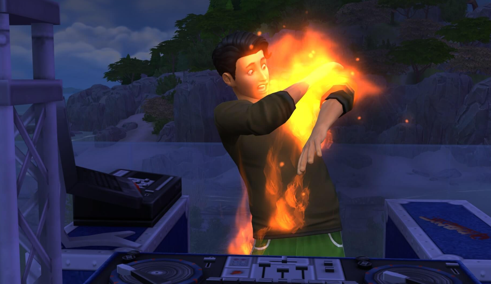 set your Sim on fire