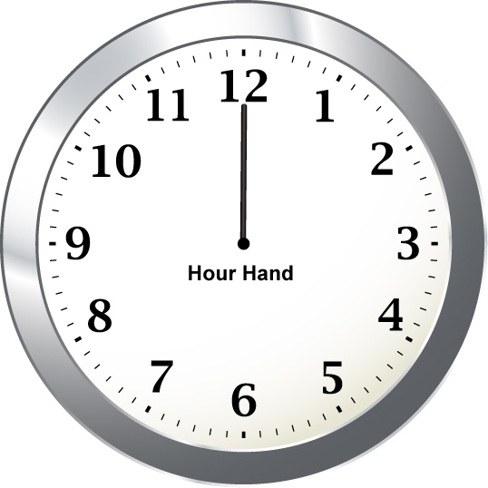 Clock face showing the hour hand.