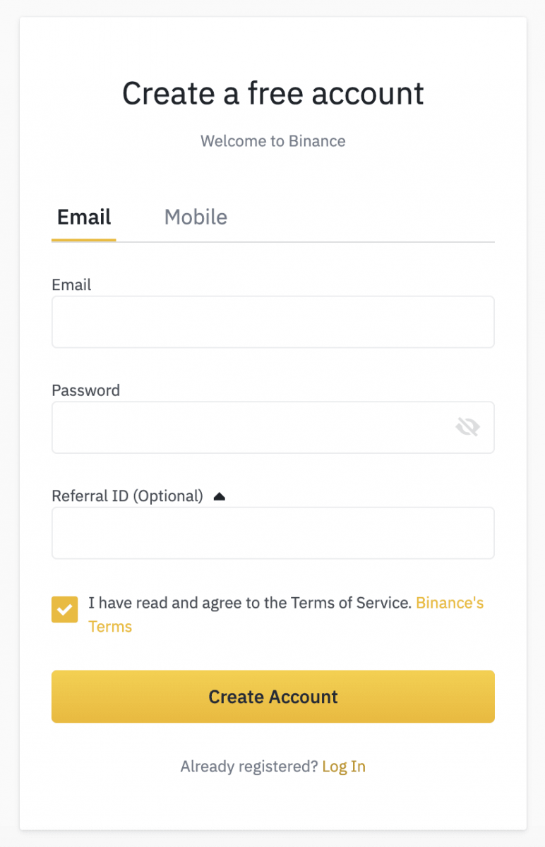 How to Open Account and Deposit at Binance