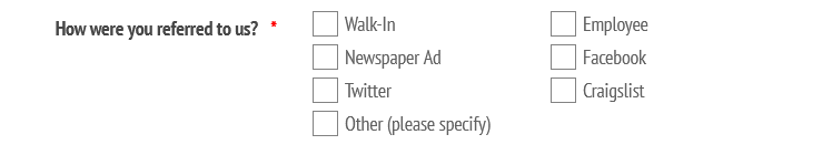 Screenshot of checkbox options of how applicants might find out about a job posting including newspaper ad, Twitter, employee, etc.