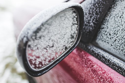 Car, Mirror, Frozen, Snow, Snowy, Winter