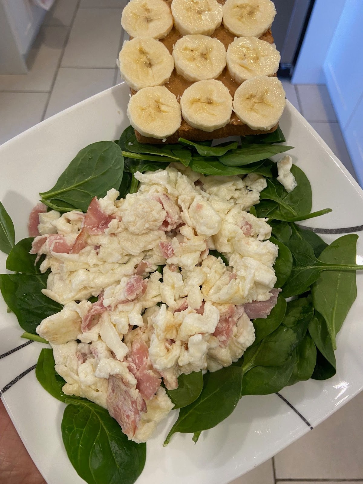 Simple eats - scrambled egg whites and toast with pb and banana