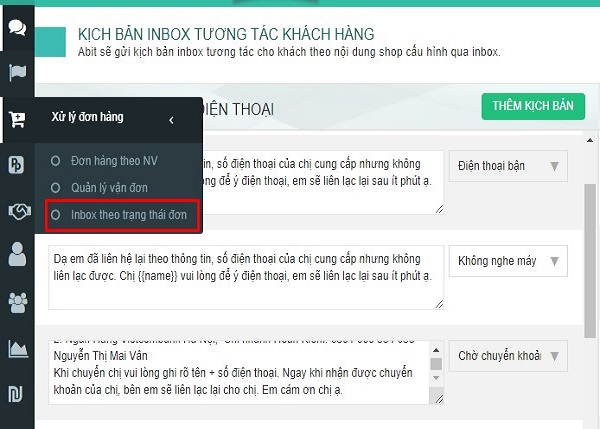 Abitstore giúp inbox tiến trình đơn hàng cho khách hàng