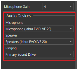 jabra 3cx settings options audio speaker microphone ringing headsets select