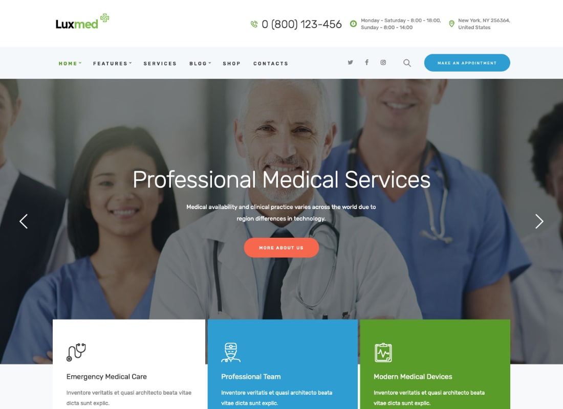 Lux Med |  Tema WordPress de Medicina e Saúde
