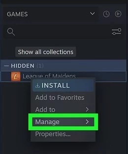 show hidden games on Steam