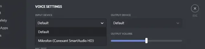 mic not working on discord