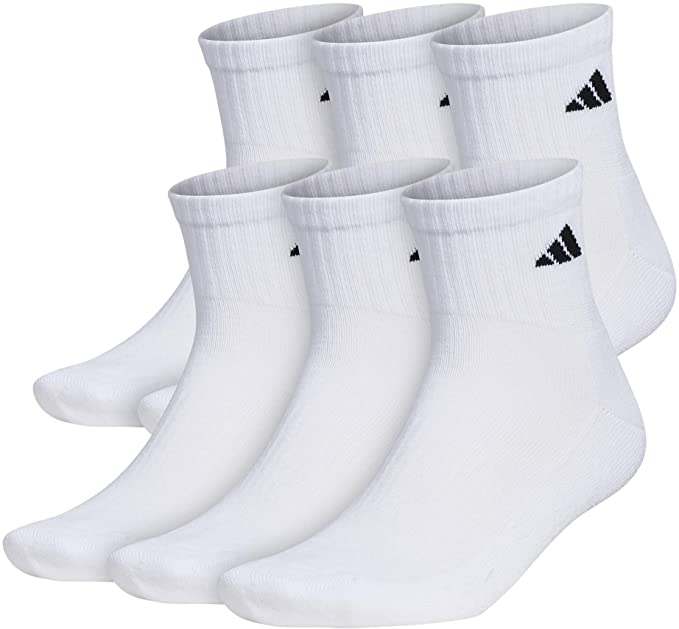 adidas mens Athletic Cushioned Quarter Socks (6-pair)