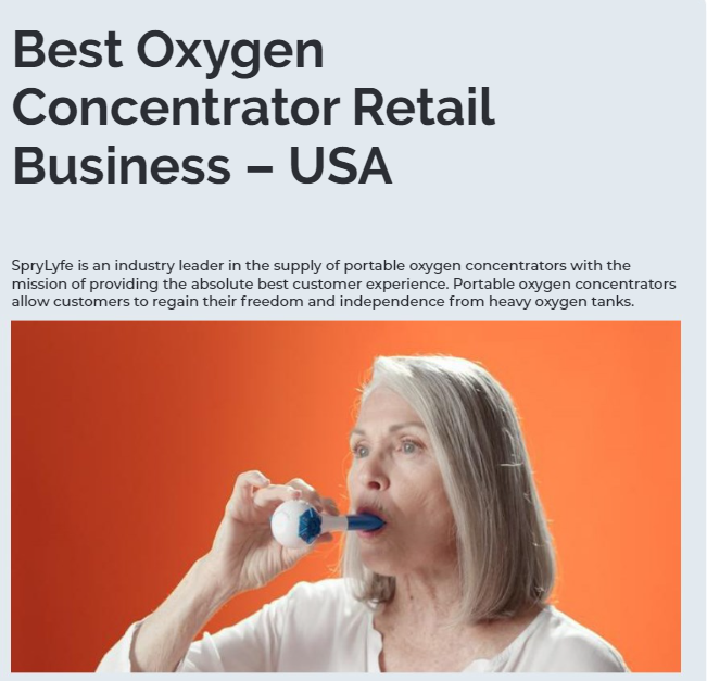 SpryLyfe Dubbed the Best Oxygen Concentrator Business in 2021 by Corporate  Vision - Digital Journal