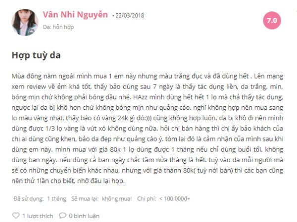 Serum Bergamo màu trắng