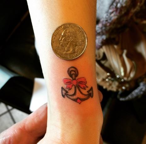 Quarter Size Anchor Tattoo For Women