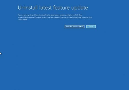 How to uninstall latest feature update using Advanced startup on ...