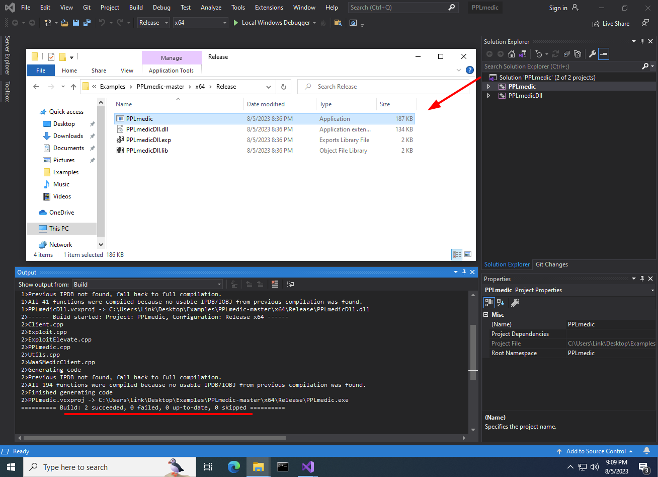 using PPLmedic, build the visual studio shown here by White Oak Security
