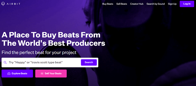 Airbit website for selling beats.