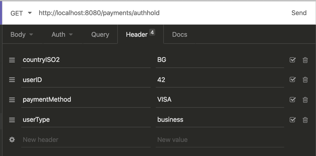 payments/authhold endpoint parameters