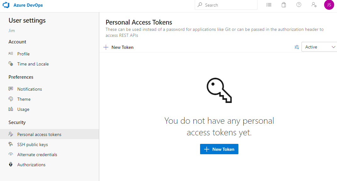 azure devops personal access token 