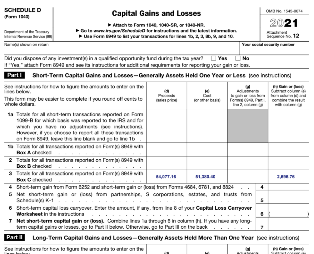 crypto gains tax form