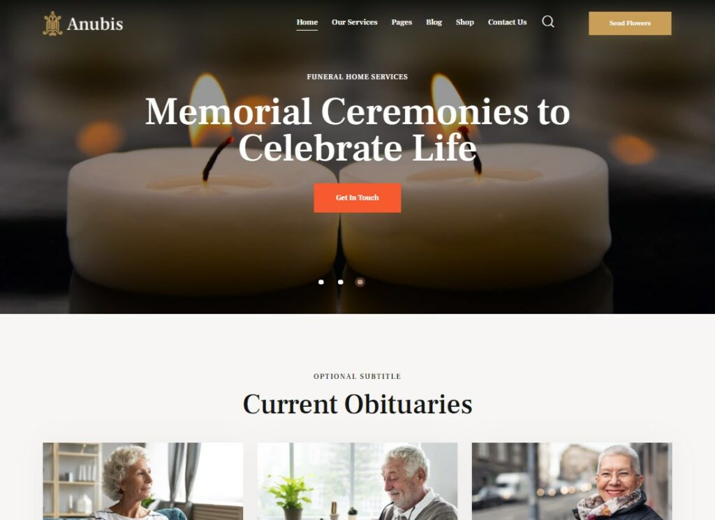 Anubis - Tema de WordPress para servicios funerarios y de entierro