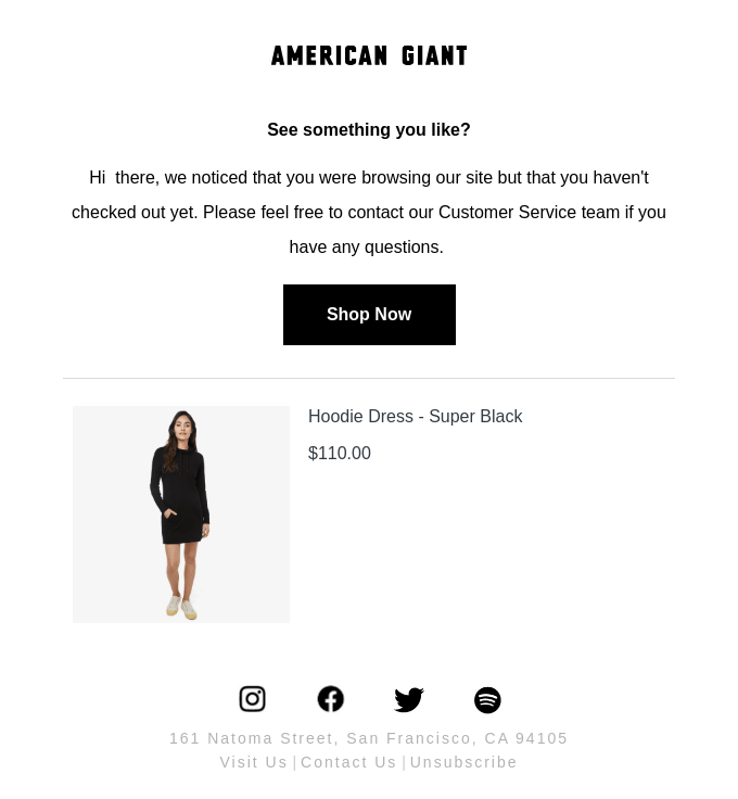 American Giant browse abandonment email