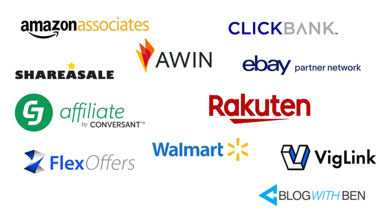 A screenshot of the main affiliate network's logos. 
