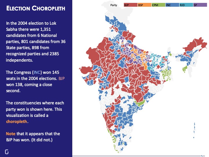choropleth | india map | 2004 general elections | gramener