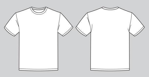 Blank white t-shirt template. Front and back view Blank white t-shirt template. Front and back view tee shirts stock illustrations