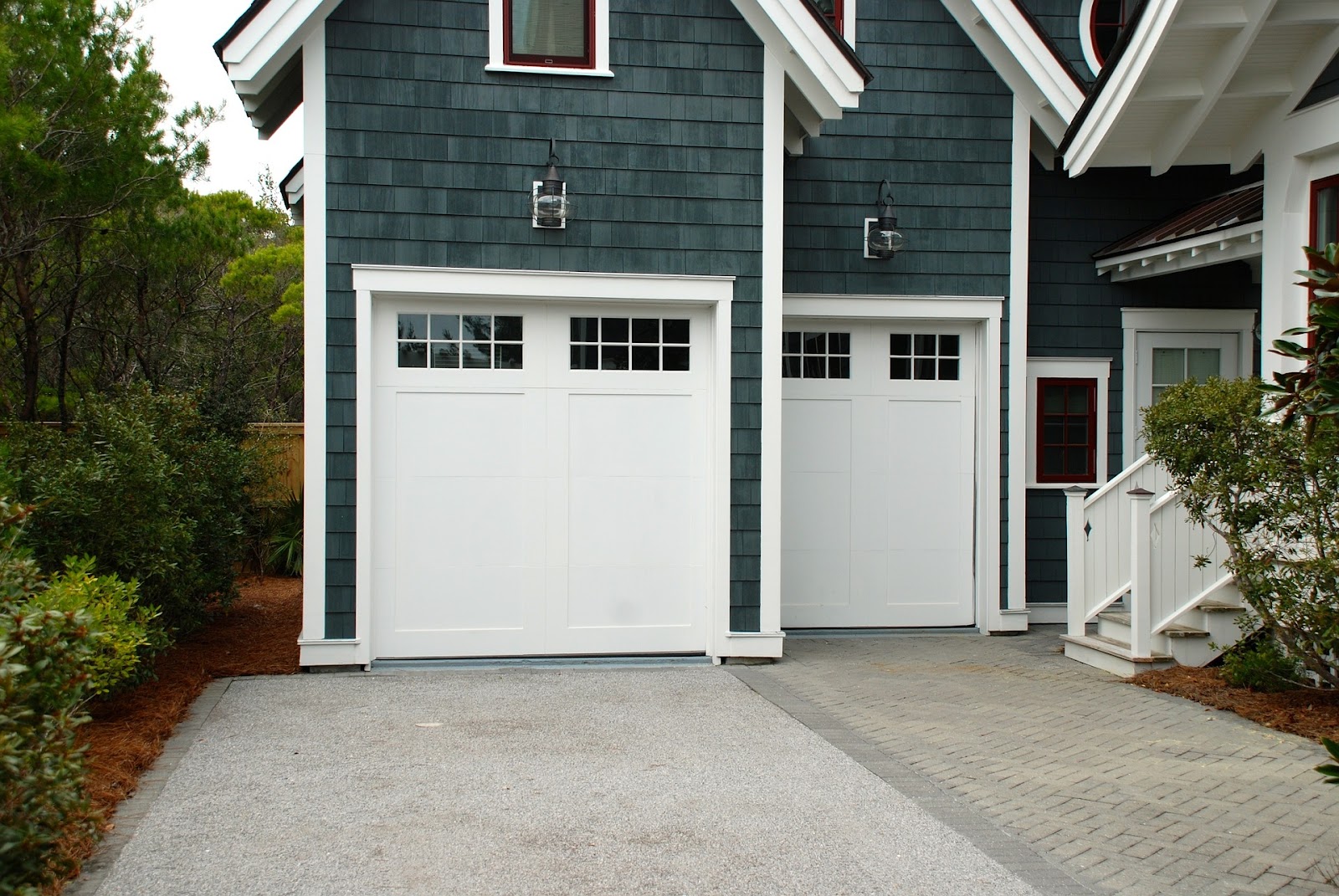 Garage door attached to house