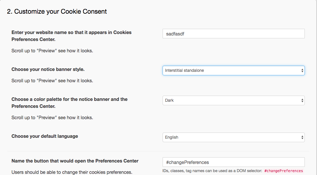 Customizing your Cookie Consent