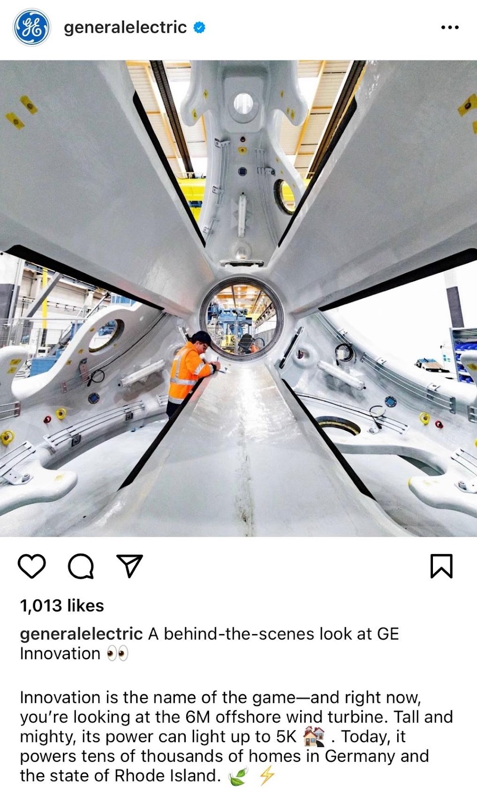 General Electric Instagram post about GE innovation