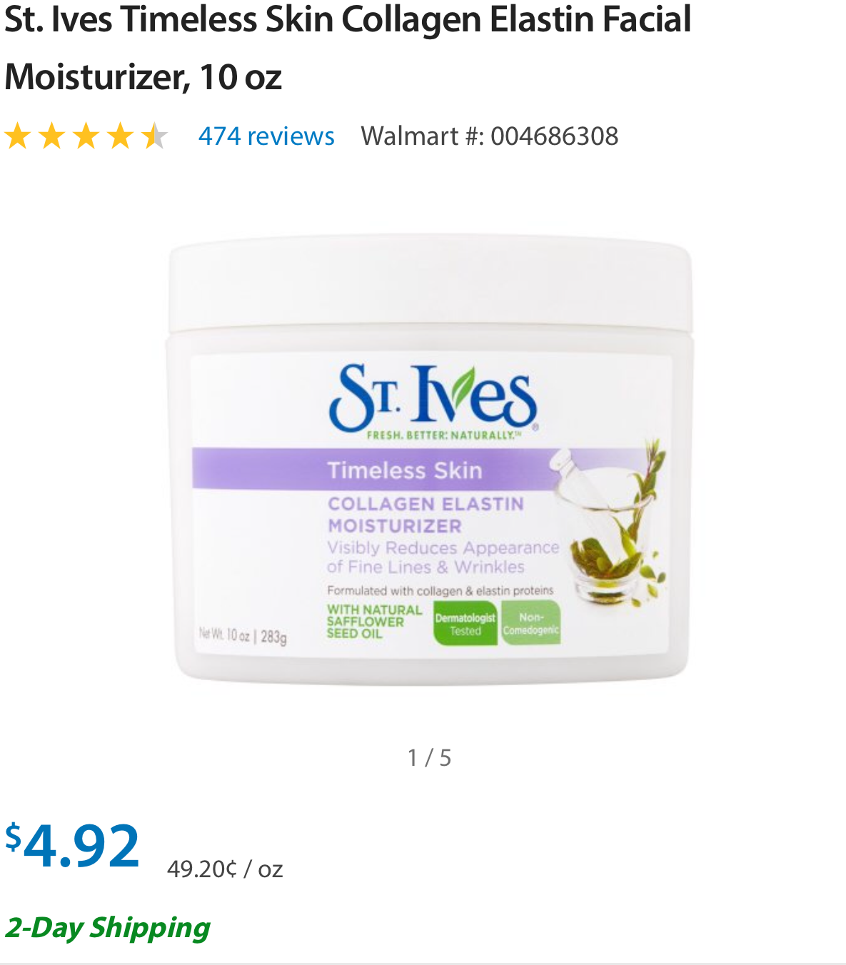 St. Ives Timeless Skin Super Intense Collagen Moisturizer