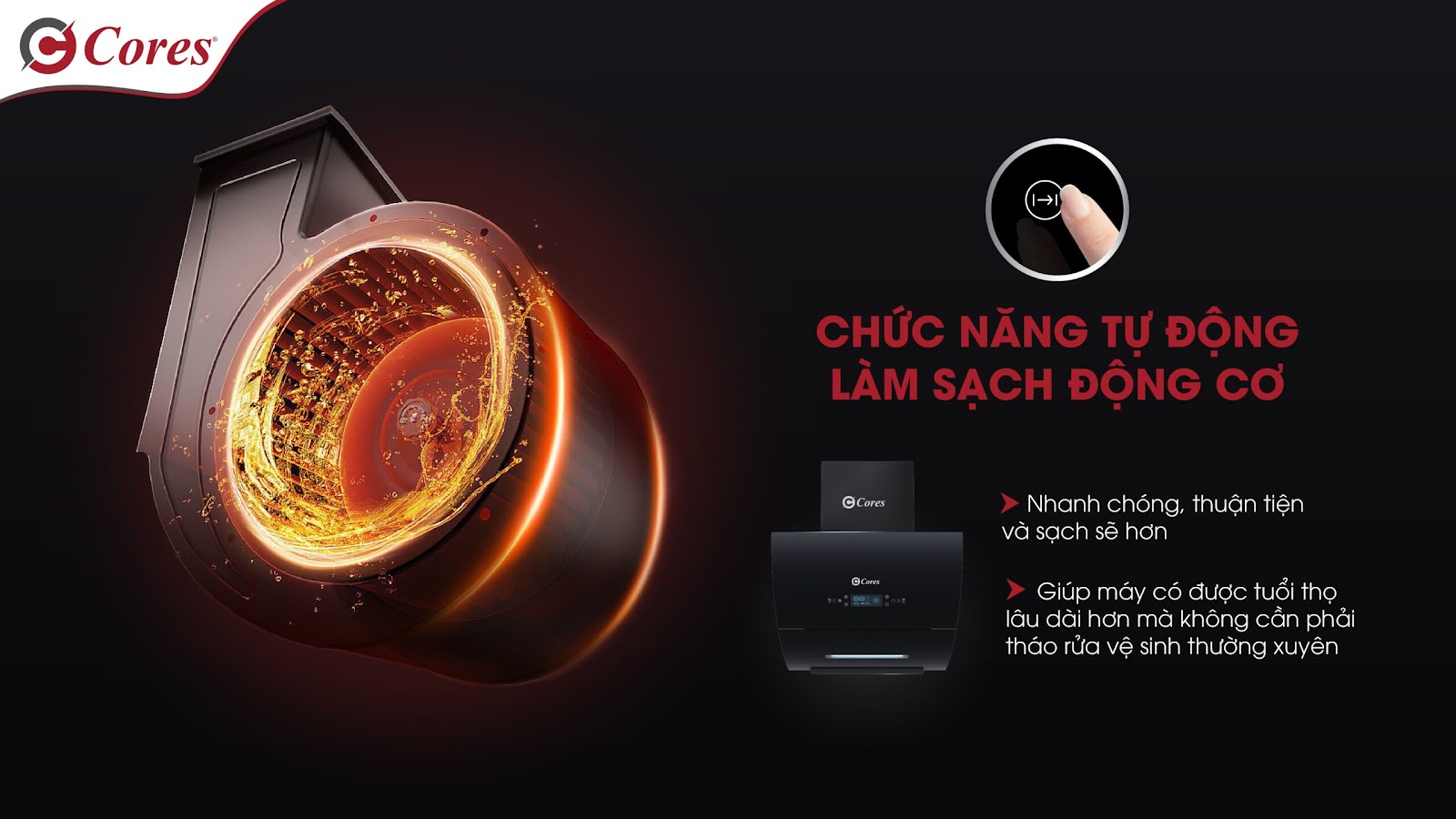MÁY HÚT MÙI KÍNH VÁT SS11-CH02 - CORES | Bếp Từ | Hút Mùi | Máy Rửa Bát | 1 ĐỔI 1 TRONG 1 NĂM